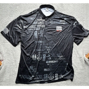 Carroll Shelby Racing Polo Mens 4XL Black All Over‎ Print Performance Oversized